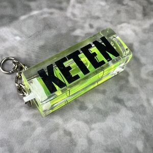 KETEN Keychain Clear Acrylic Industrial Style Neon Green Black Text Keyring 1.5"